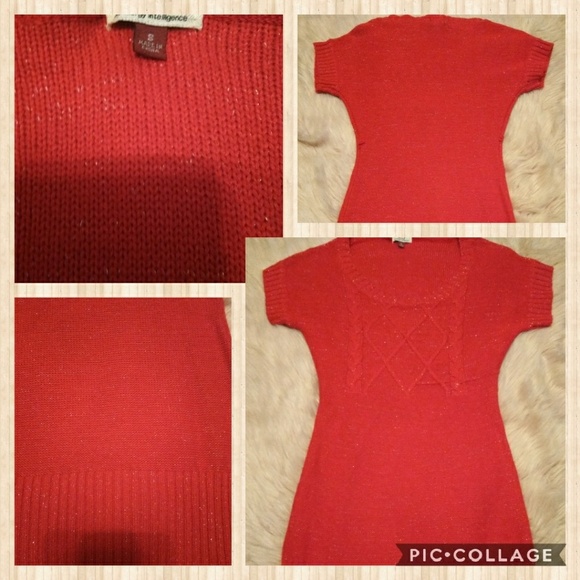 Vintage L.E.I. red sparkly sweater dress size small - Picture 2 of 5